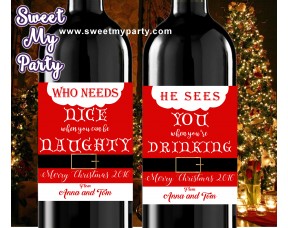 Christmas wine Labels,Mini Wine Labels,Christmas Mini Wine Labels,(set2ch)